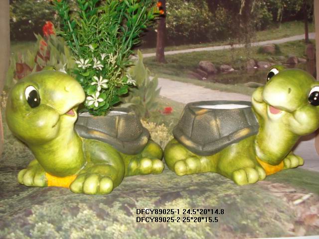 Terracotta turtle flower pot planter