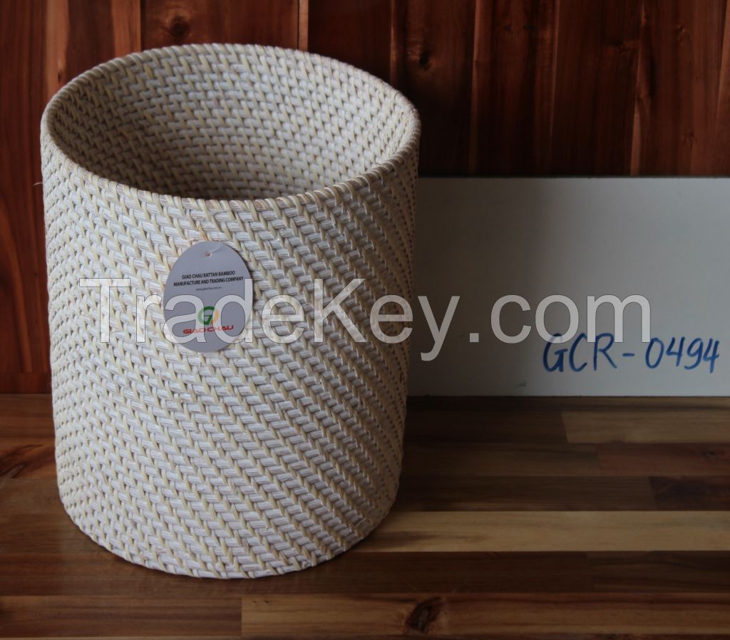 White washed rattan basket