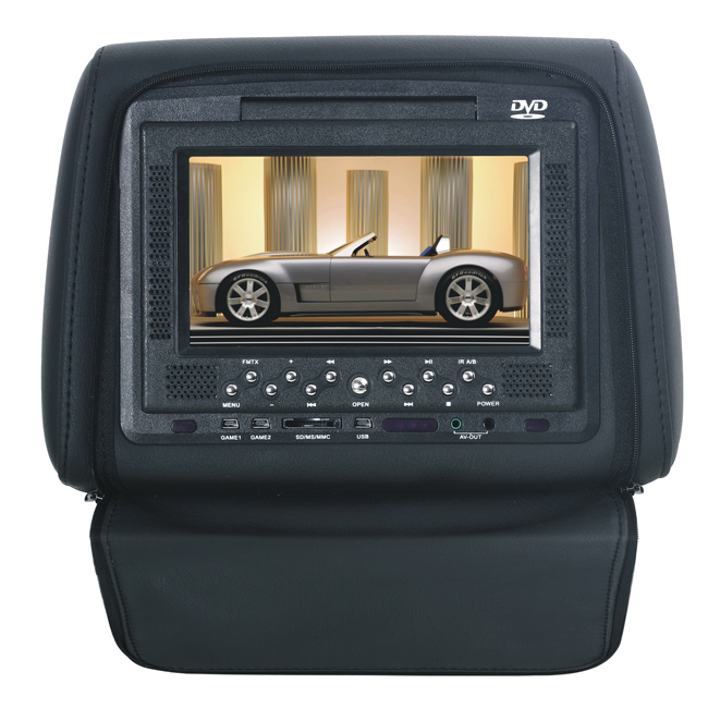 7 inch headrest DVD payer with slide fastener