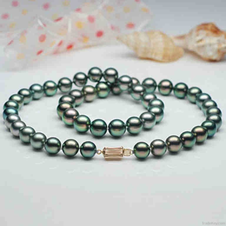 9-10mm A1AAA black pearl necklaces