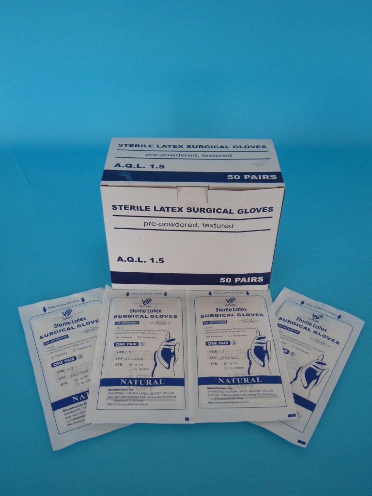 sterile latex surgical gloves with CE & ISO