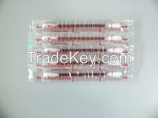 medical providone-iodine cotton swab