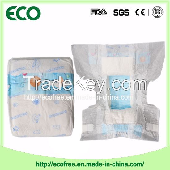 Extrathin Soft &amp; Breathable OEM Disposable Baby Diaper in Vecro Type and Big Waist Band