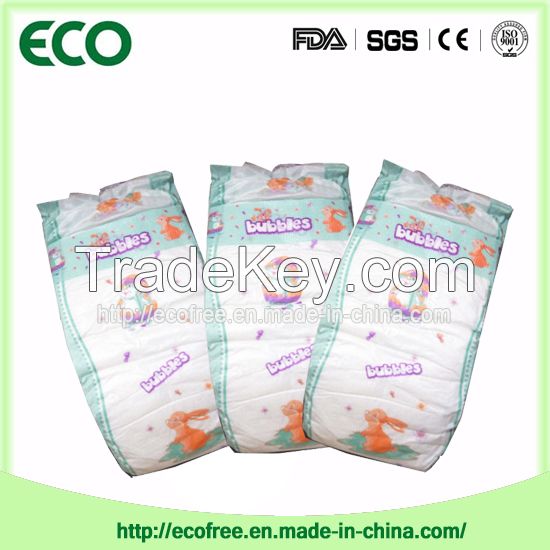 Extrathin Soft &amp; Breathable OEM Disposable Baby Diaper in Vecro Type and Big Waist Band