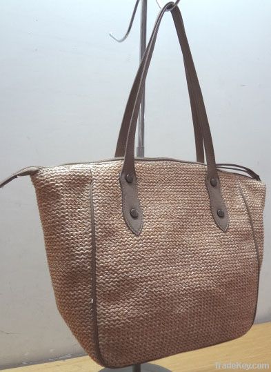 Straw tote handbag