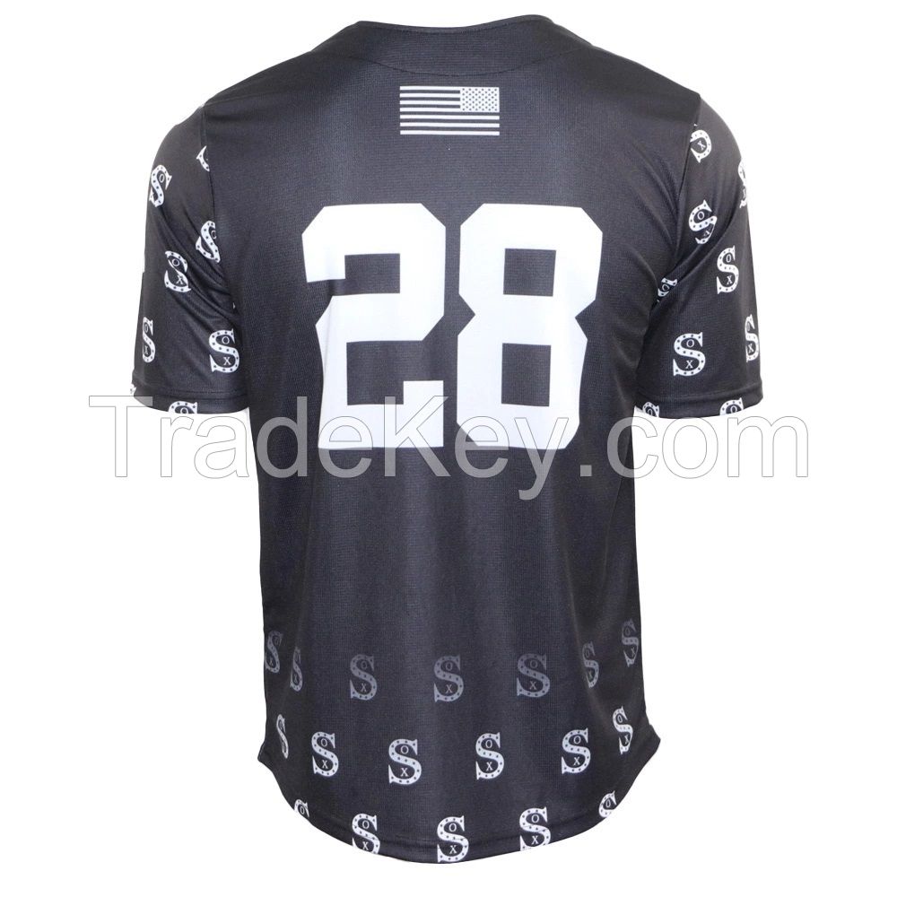 Best Quality custom button polyester short sleeve sublimation men baseball and softball jerseys 