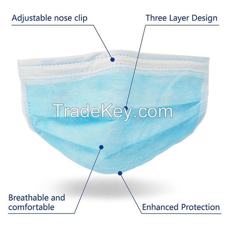 3 ply Disposable hospital surgical masks procedure masks