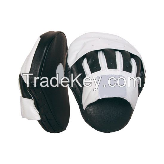 Boxing Focus Pads Curved MMA Focus Mitts Muay Thai Training, Matte Black Convex Skin Leather with Adjustable Strap