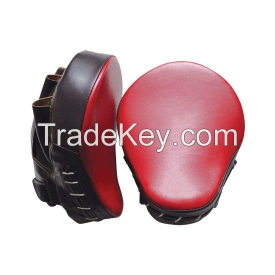 Boxing Focus Pads Curved MMA Focus Mitts Muay Thai Training, Matte Black Convex Skin Leather with Adjustable Strap