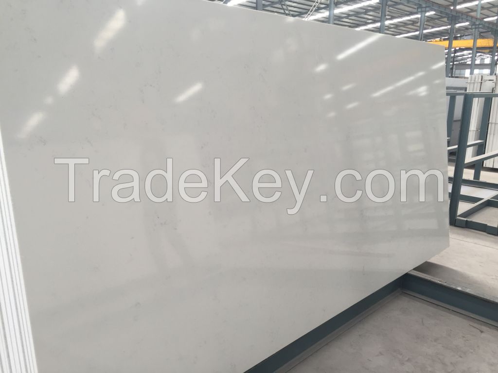 China Carrara White Quartz Big Slabs 