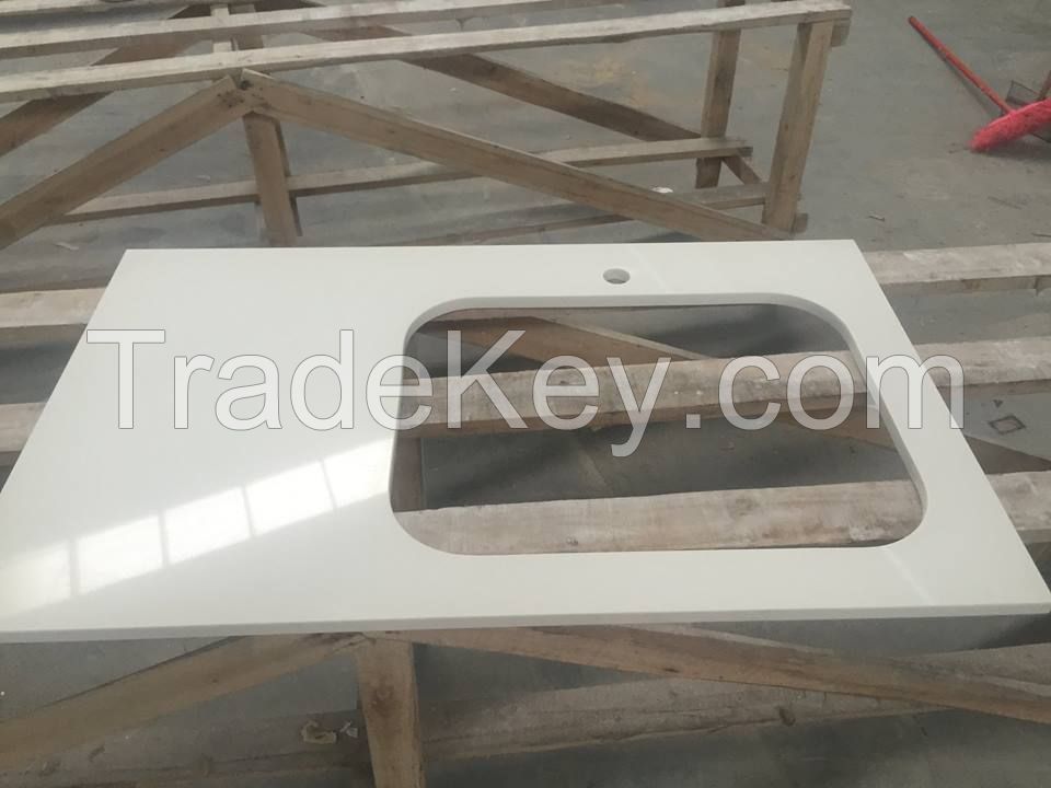 Chinese Pure White Quartz Countertops Vanity 