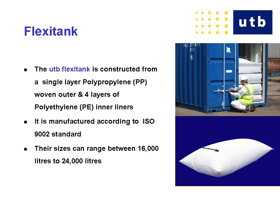 Flexitank, flexibag , ISOtank , IBC