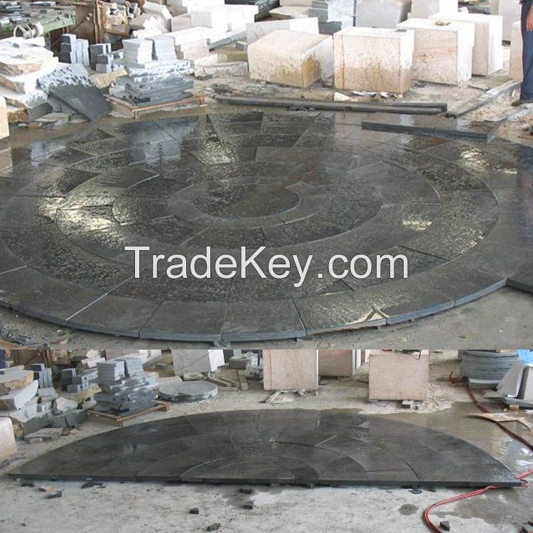 customized black basalt circle pavers