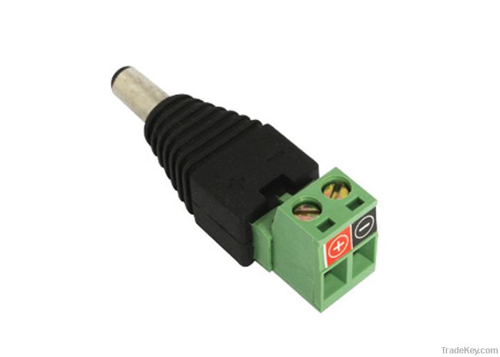 CCTV Camera Power Connector- Male Plug with Screw Terminals