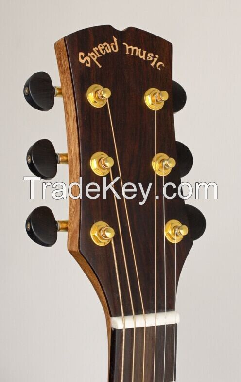 Solid mahogany wood top accoustic guitar natural color