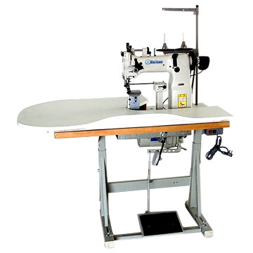 Single need lockstitch post bed machine for finishing armholes