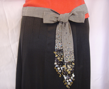 Silk belt with stones