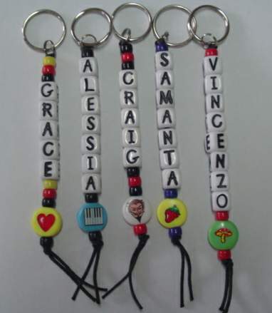 plastic bead name keychain