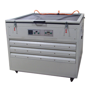 Exposure units with screen drying cabinets