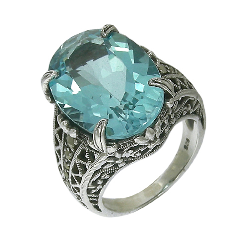 Silver Ring  Blue Topaz Ring