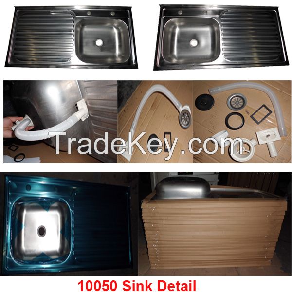 201 Polish Finish Single Bowl SIngle Drainboard Kitchen Sink