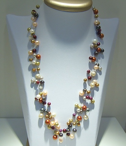 Fish Line Multicolor Pearl Necklace