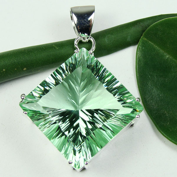 .925 sterling silver green topaz pendant