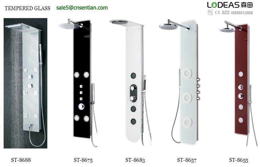 Tempered glass bathroom shower set,shower panels, shower columns, indoor showers