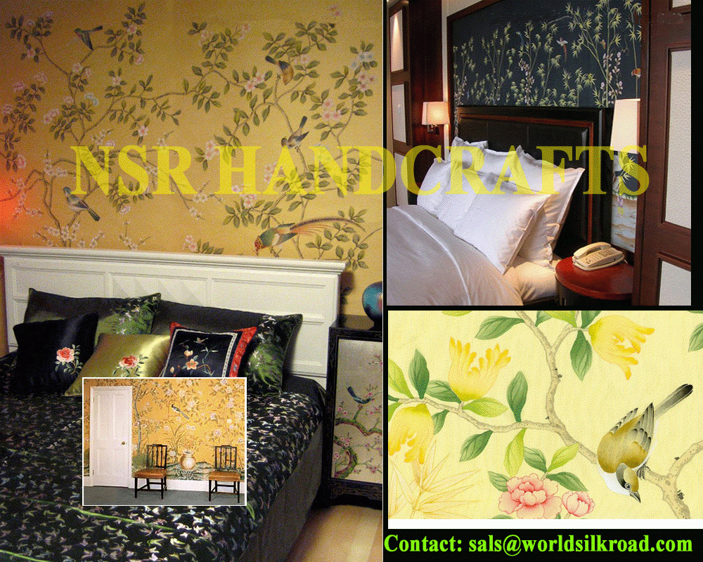 Chinoiserie wallpaper panels