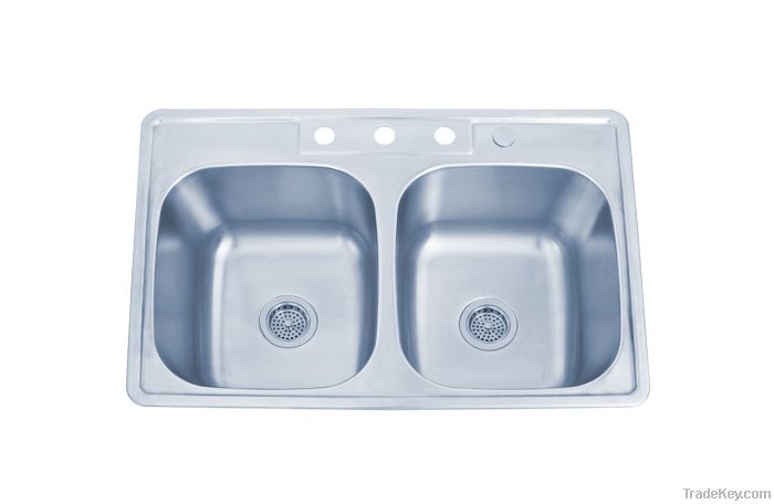 Top mount stainless steel sink