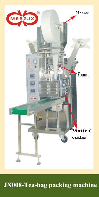 Tea bag packing machine with thread