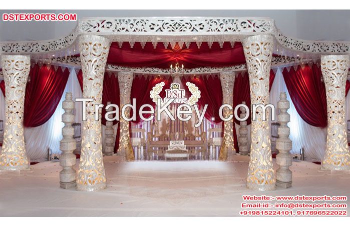 Delizio FRP Pillars Mandap for Wedding USA Designer White Royal Wedding FRP Mandap Designer White Royal Wedding FRP Mandap