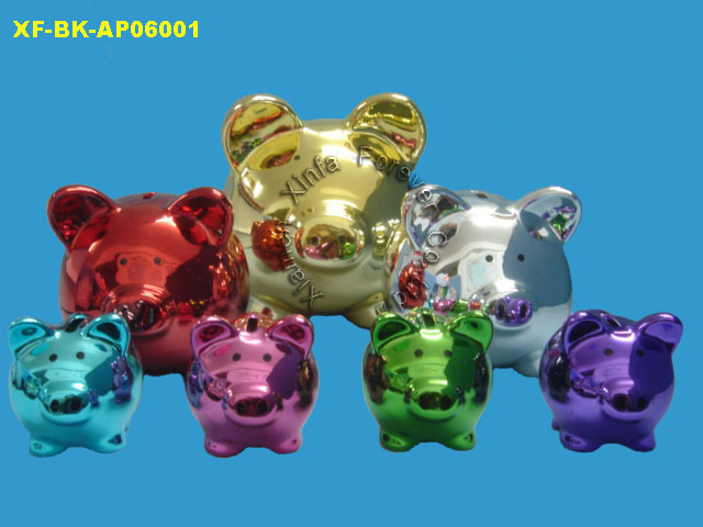 ceramic silver/gold plating piggy bank