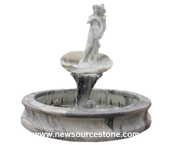 White Veins Marble Fountain Stone