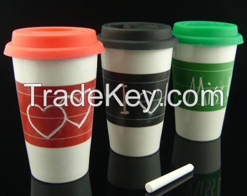 12oz Ceramic porcelain coffee chalk cup