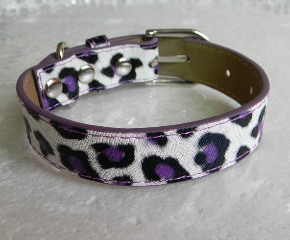 Wholesale - leopord skin pattern PU dog collar