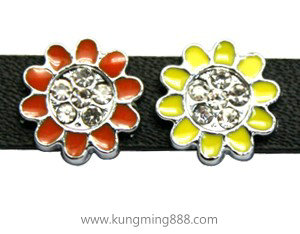 8mm metallic enamel flower shape  slide  charm HF99-8-49