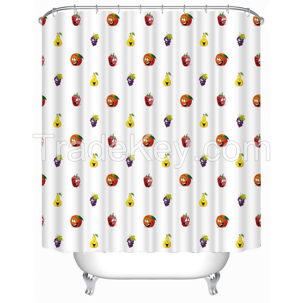 Pear, Raspberry, Cranberry and Grape Polyester Fabric Bathroom Shower