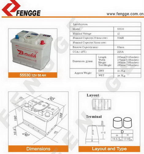 DIN Standard-dry Charged - 55530