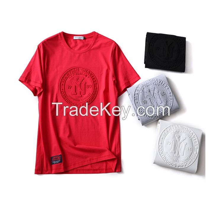 Men &amp;amp;amp; Women Organic 100% Cotton Screen Printing Emboss T-shirts Graphic Custom Embossed Logo T-Shirts