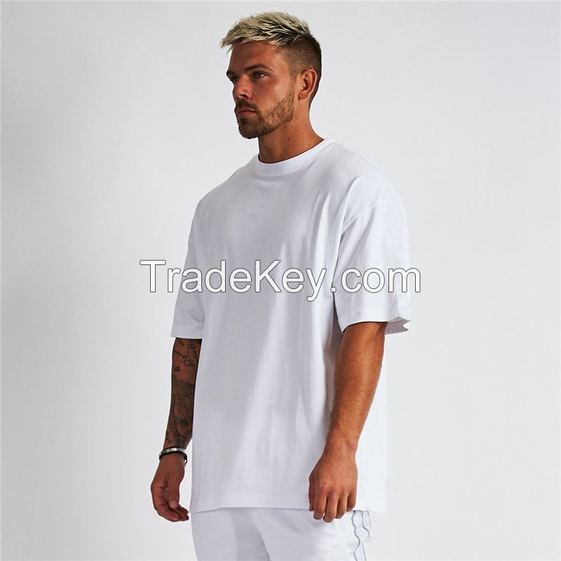 Men's T-shirt loose bodybuilding fitness sports oversize half-sleeved