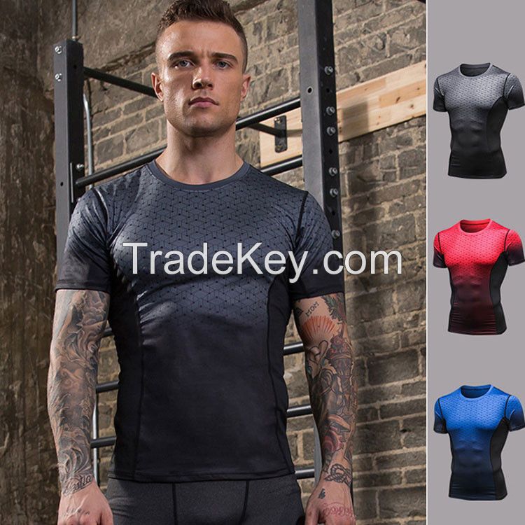 Custom Fit Sublimation printing Active Workout Compression Ashway Sport fitness clothing Bodybuilding T Shirt Men Gym Wear