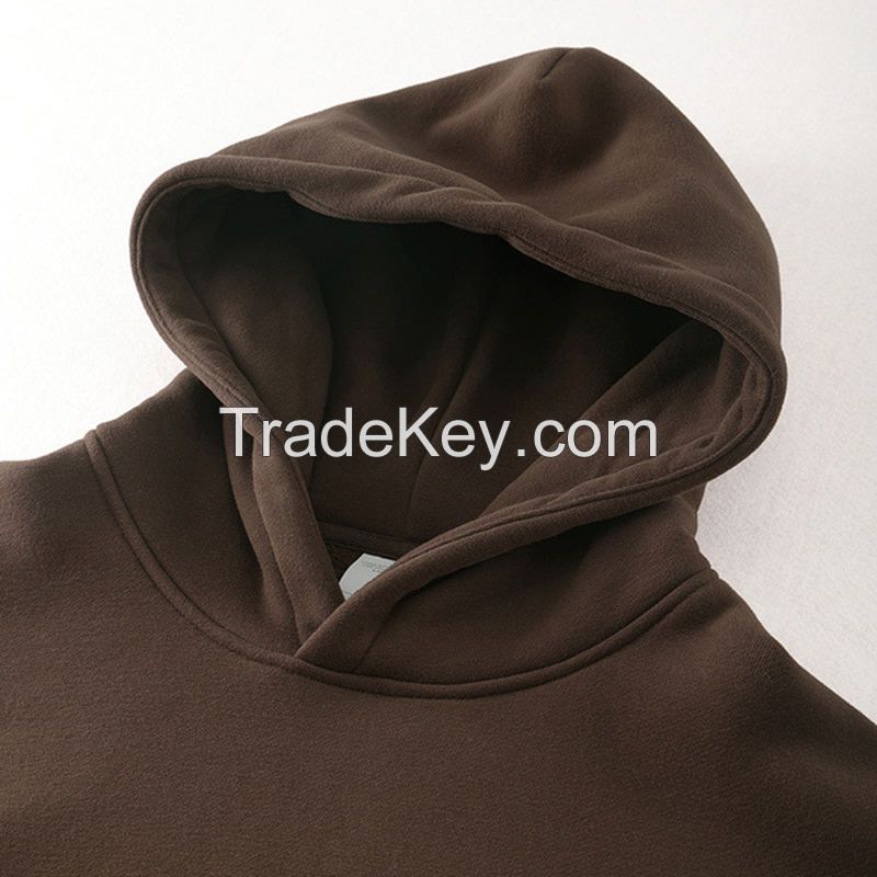 High Quality 500gsm Heavyweight Pullover Hoodie French Terry Hoodies Drop Shoulder No Strings Heavy Oversized Men Hoodie details 