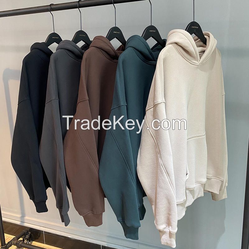 High Quality 500gsm Heavyweight Pullover Hoodie French Terry Hoodies Drop Shoulder No Strings Heavy Oversized Men Hoodie details 