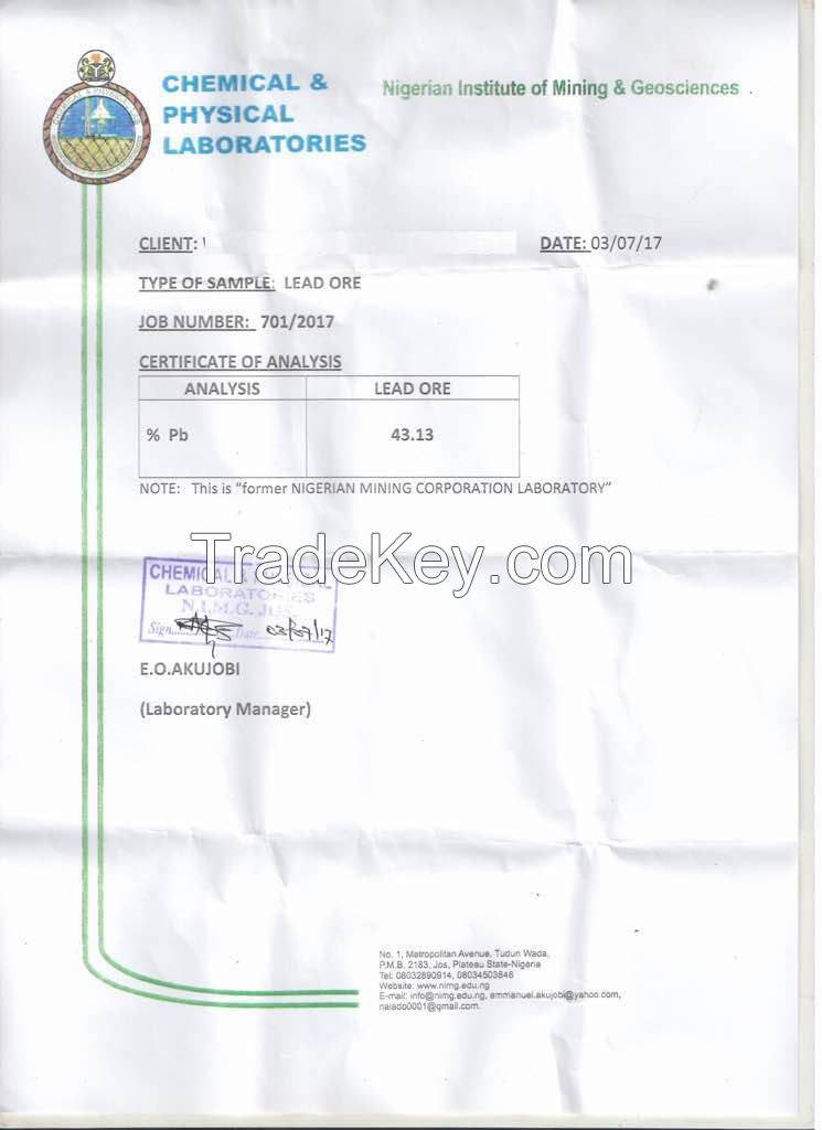 Lead ore sulphide based
