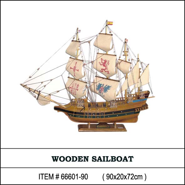 wooden sailing boat and yacht model