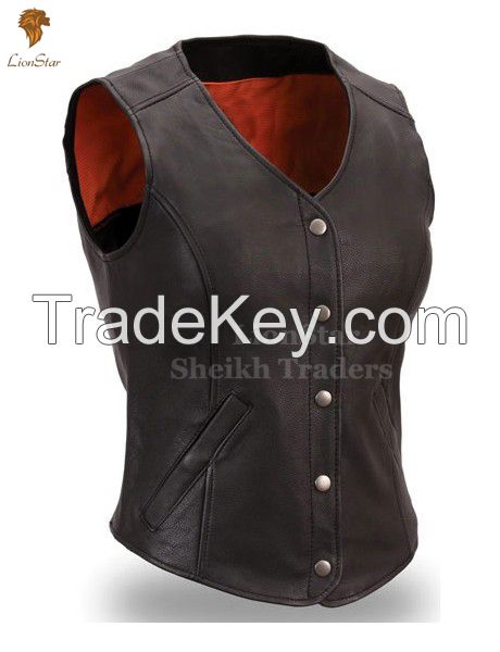 LionStar Stylish Cowboy / Biker Leather Vest For Men and Women