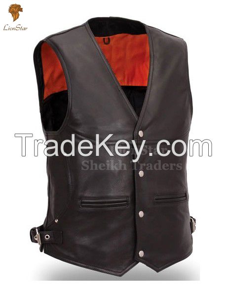 LionStar Stylish Cowboy / Biker Leather Vest For Men and Women