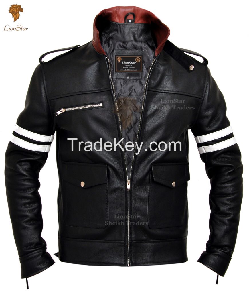 LionStar Beautiful Men's Real Leather Motorbike Jacket