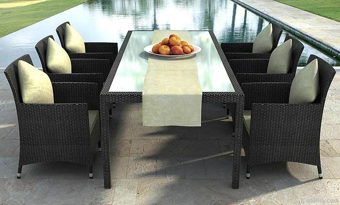 PE Rattan / Wicker indoor outdoor dining table chair furniture set